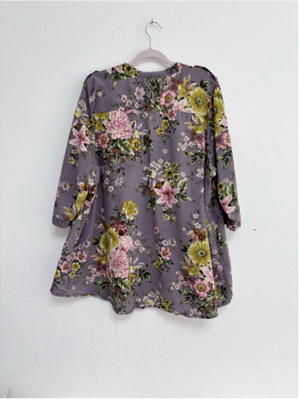 Women's denim24/7 Purple Floral Tunic Top Plus Size 24W Cotton - Picture 2 of 9